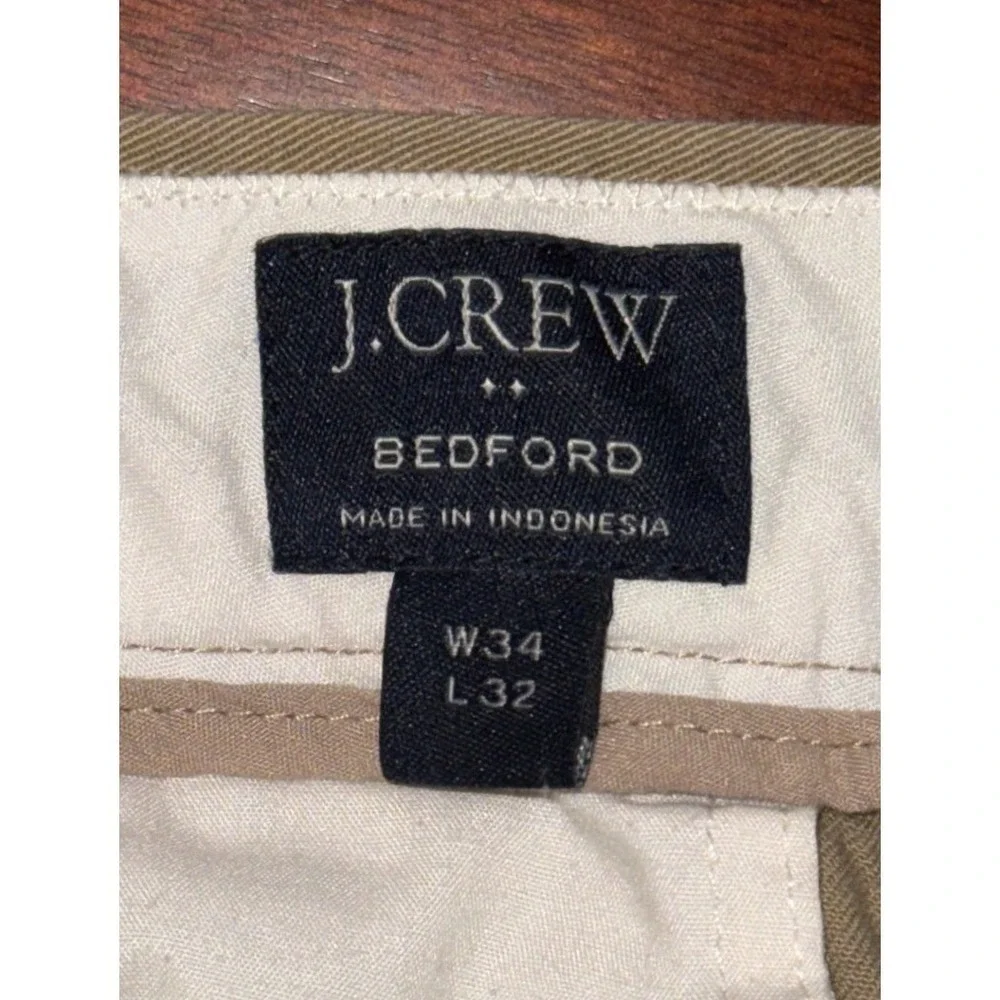 J‎ Crew Bedford Chino Pants Khaki Tan Flat Front Mens Size 34x32 Business Casual